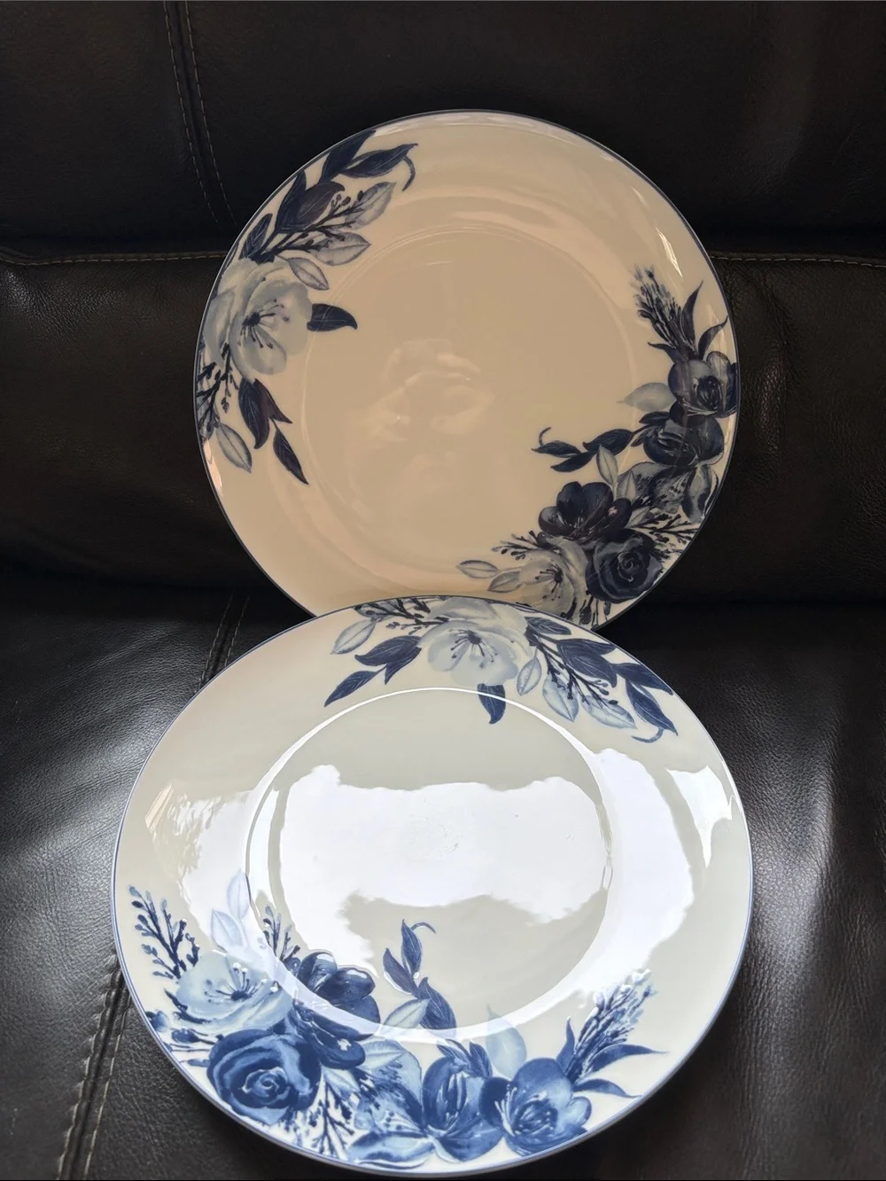 MIKASA Darcy Blue & White Floral Bone China 11” dinner Plates Set of 2  New